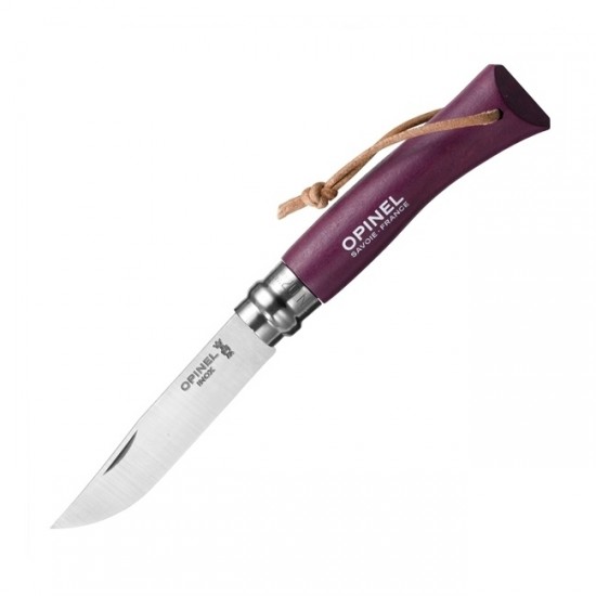 Нож складной Opinel №7 Trekking, нержавеющая сталь, кожаный темляк, фиолетовый Нож складной Opinel №7 Trekking, нержавеющая сталь, кожаный темляк, фиолетовый