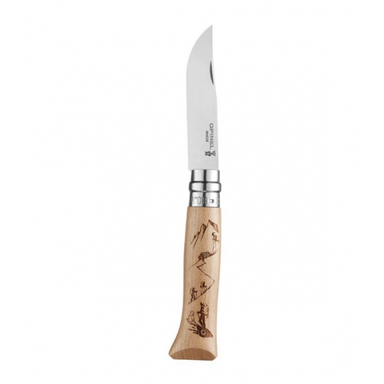 Нож складной Opinel №8 Alpine adventures, нержавеющая сталь, рукоять дуб, гравировка пеший туризм Нож складной Opinel №8 Alpine adventures, нержавеющая сталь, рукоять дуб, гравировка пеший туризм