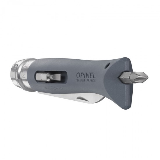 Нож складной Opinel №09 DIY, нержавеющая сталь, сменные биты, серый
