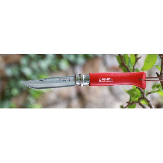Нож складной Opinel №8 Trekking, нержавеющая сталь, красный, с чехлом