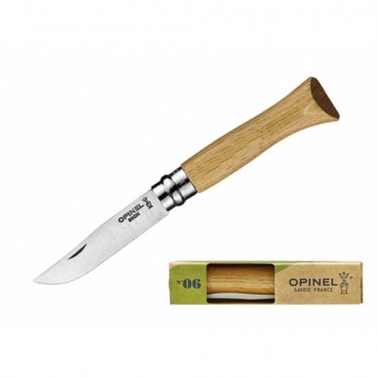Нож складной Opinel №6, нержавеющая сталь, дубовая рукоять в картонной коробке, 002024