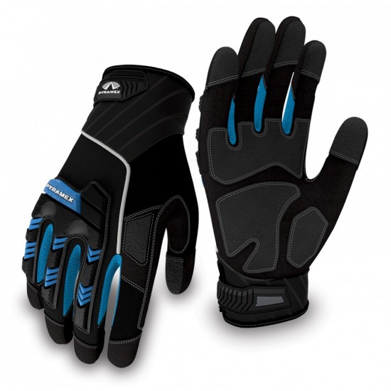Перчатки Pyramex GL201 черные с синими вставками