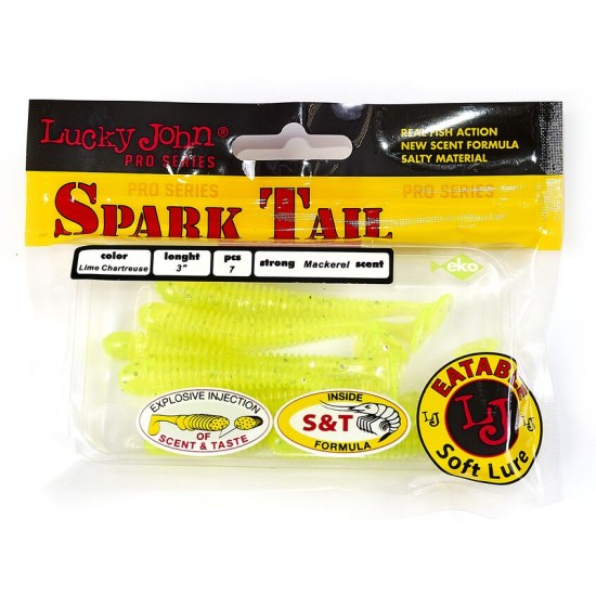 Виброхвосты съедобные искусственные Lucky John Pro Series Spark Tail 3,0in (07,60)/071 7шт.