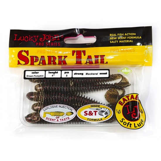 Виброхвосты съедобные искусственные Lucky John Pro Series Spark Tail 4,0in (10,10)/PA03 5шт.