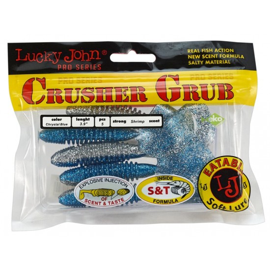 Твистеры съедобные искусственные Lucky John Pro Series CRUSHER GRUB 3,9in (09.90)/T05 5шт.