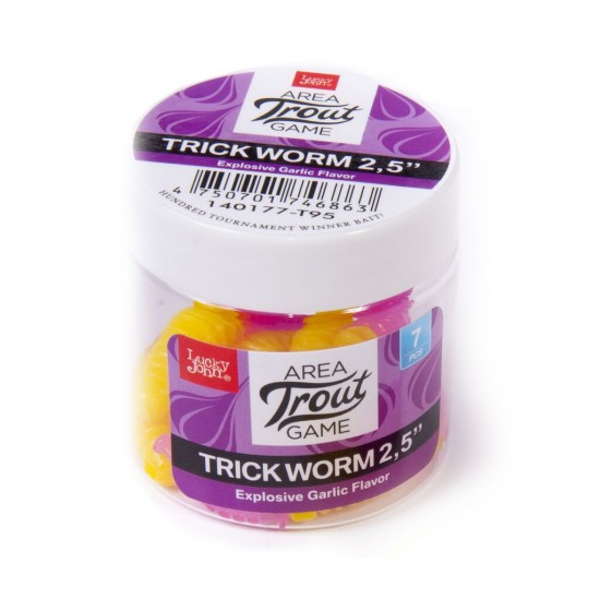 Слаги съедобные искусственные Lucky John Pro Series TRICK WORM 2,5in (06.35)/T95 7шт.