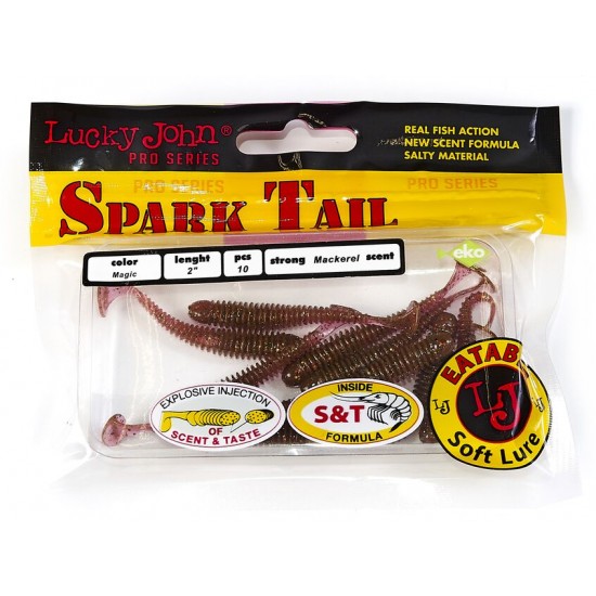 Виброхвосты съедобные искусственные Lucky John Pro Series Spark Tail 2,0in (05,00)/S14 10шт.