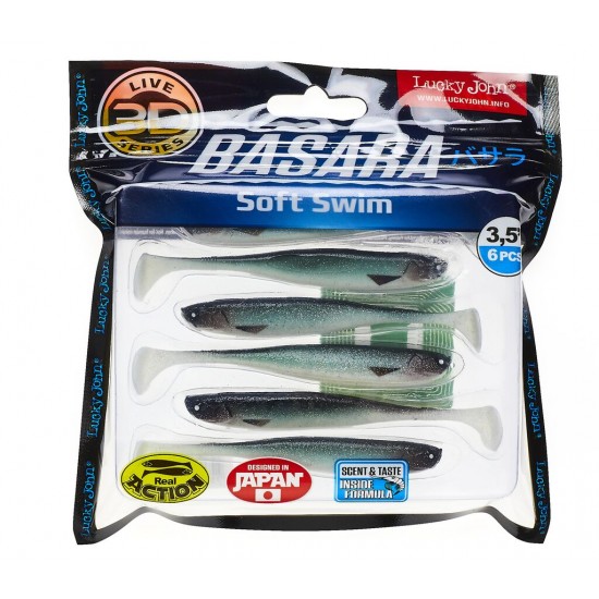 Виброхвосты Lucky John 3D Series BASARA SOFT SWIM 3.5in (08,89)/PG07 6шт. Виброхвосты Lucky John 3D Series BASARA SOFT SWIM 3.5in (08,89)/PG07 6шт.