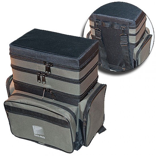 Ящик-сумка-рюкзак рыболовный зимний пенопластовый Salmo 3-х ярусный B-3LUX