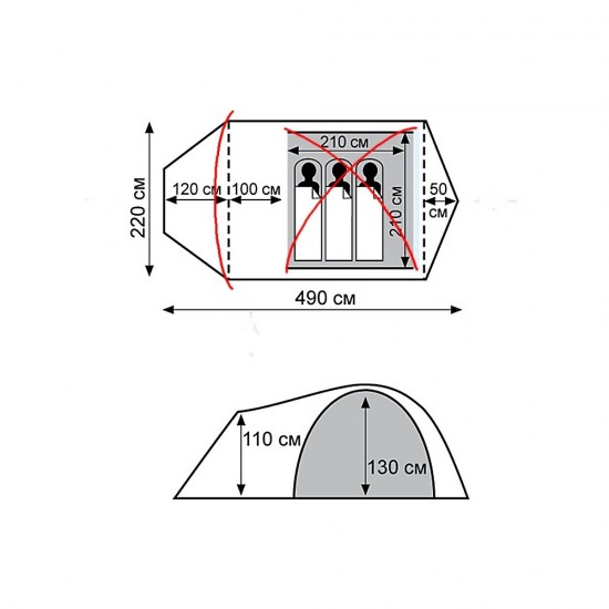 Палатка Tramp Cave 3 V2 серый TRT-21